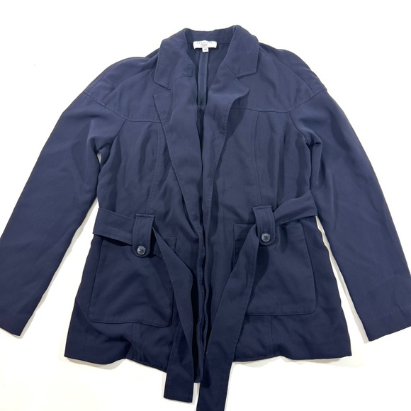 Derek Lam Crepe Belted Jacket Blue size 48 Large - Picture 1 of 6